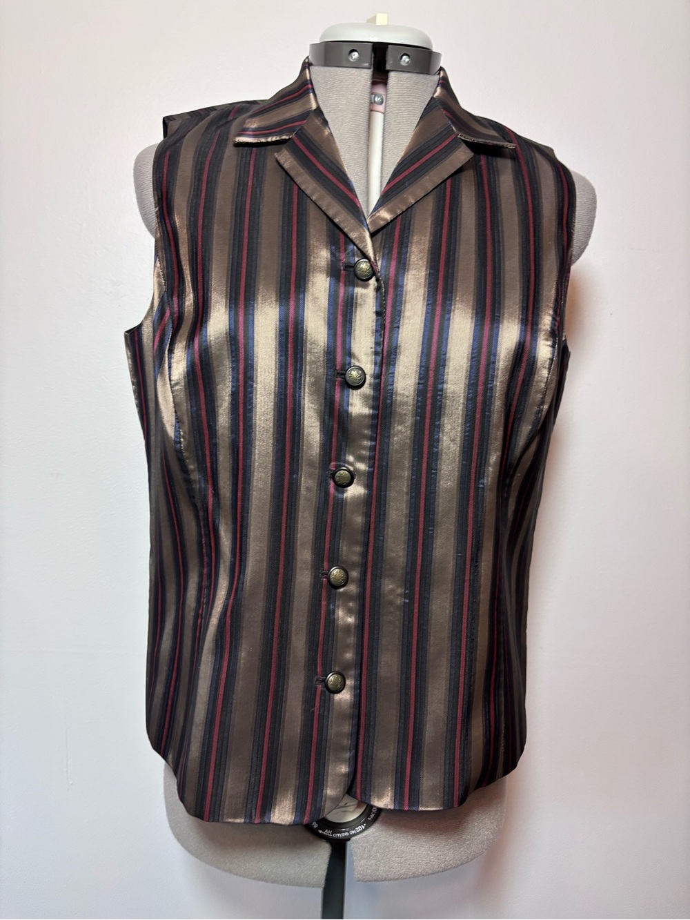 Liz Claiborne Metallic Stripe Button vest - Size 8